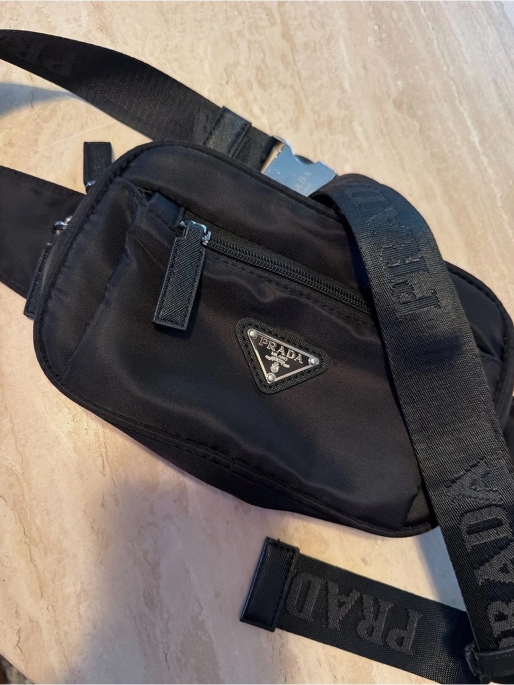 Prada Black Nylon Men's Waist Pouch with Triangle Logo - Picture 3 of 5